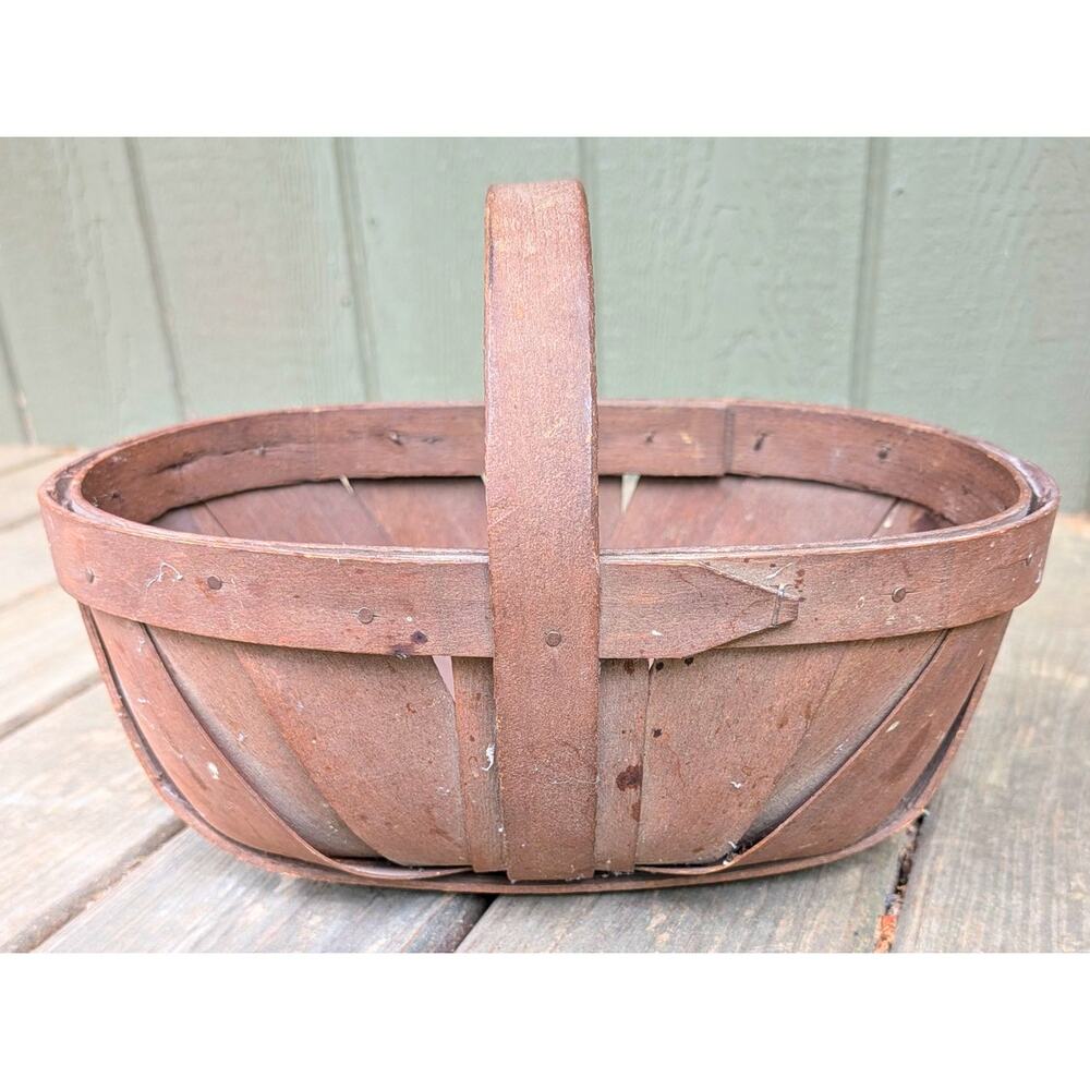 Vintage Wooden TRUG Garden Gathering Basket The Brougham Apple Basket Canada